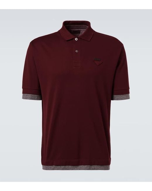 Prada Red Cotton Polo Shirt for men