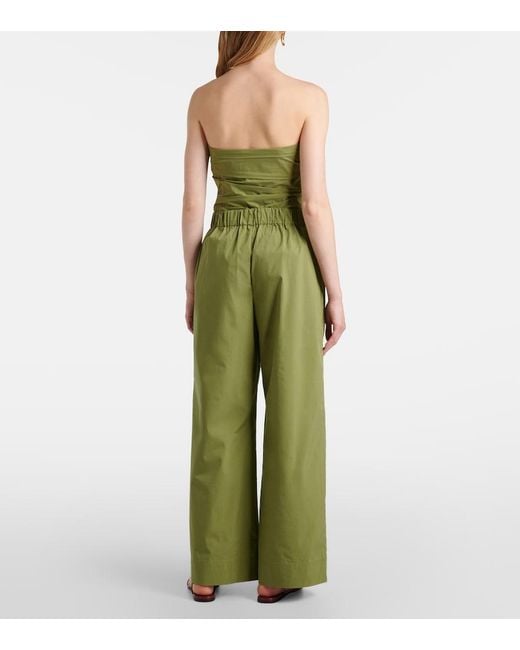 Jonathan Simkhai Green Arden Cotton-Blend Wide-Leg Pants