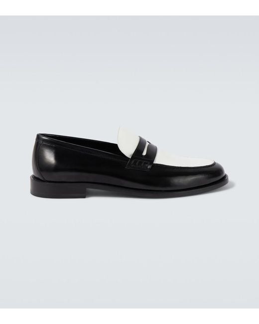 Manolo Blahnik Black Perry Leather Penny Loafers for men