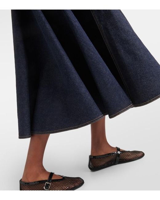 Jupe Midi En Jean Alaïa en coloris Blue