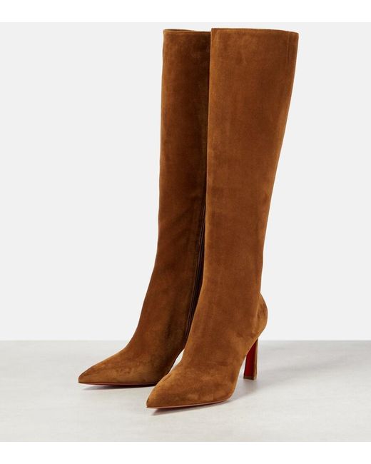 Christian Louboutin Brown Condora Botta 85 Suede Knee-High Boots