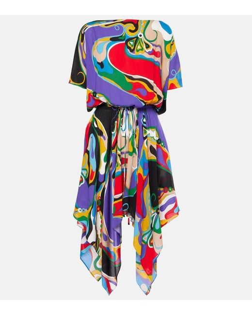 Emilio Pucci White Orchidee Asymmetric Minidress