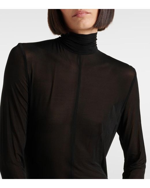 Magda Butrym Black Sheer Faux Fur-Trimmed Minidress