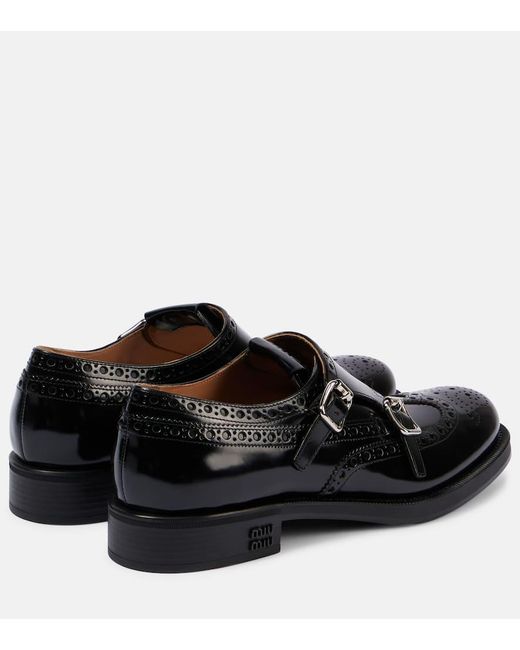 Miu Miu Black X Church's Monkstrap-Schuhe aus Leder