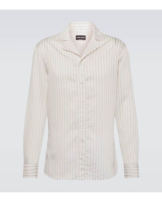 Camisa De Mezcla De Lyocell Giorgio Armani de hombre de color White