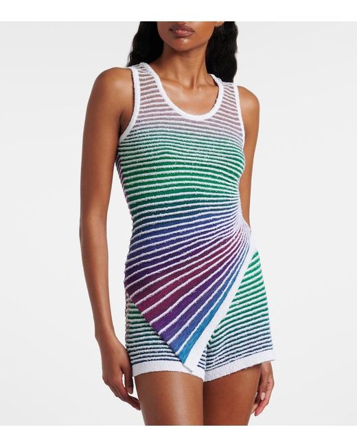 Loewe Green Paula's Ibiza Striped Cotton-Blend Shorts
