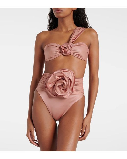 Magda Butrym Pink Floral-applique Bikini Top