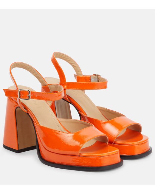 Souliers Martinez Gracia Leather Platform Sandals in Orange Lyst