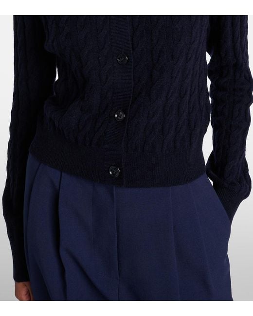 Jardin Des Orangers Blue Cable-Knit Wool And Cashmere Cardigan