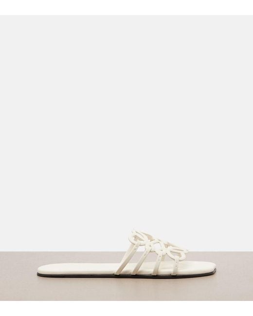 Loewe White Petal Anagram Leather Slides