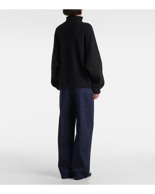FFORME Black Kimm Cashmere-Blend Mock Neck Sweater