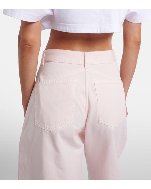 Alaïa Pink High-Rise Barrel-Leg Jeans