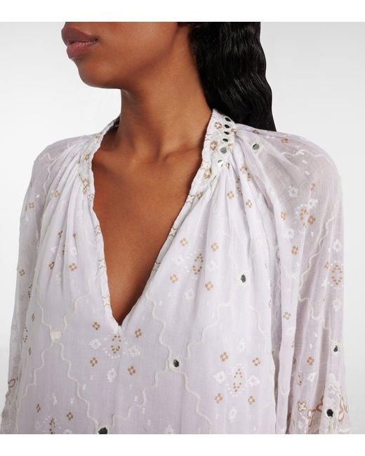 Juliet Dunn White Besticktes Minikleid Aus Baumwolle