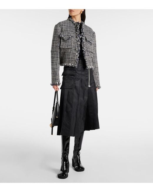 Sacai Black Wool-Blend Tweed Jacket
