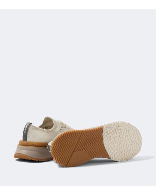 Brunello Cucinelli White Knitted Sneakers for men