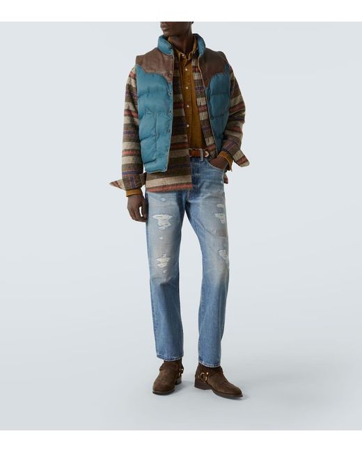 RRL Wattierte Weste Stonely Mit Leder in Blue für Herren