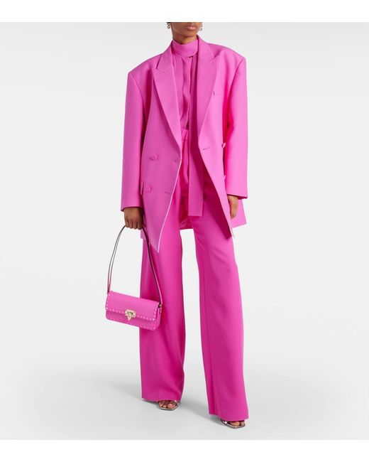Valentino Pink High-Rise-Palazzo-Hose aus Seide