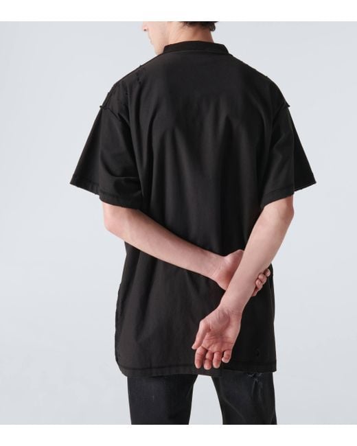 Balenciaga Black Antwerpen Inside Out Oversized Distressed Printed Cotton-jersey T-shirt for men