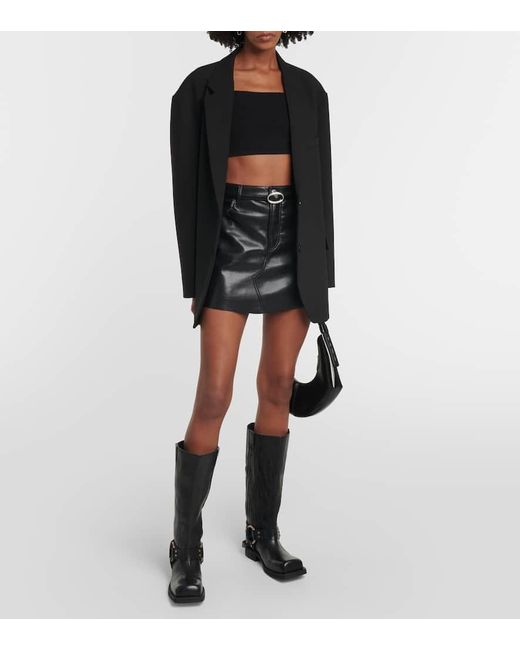 Minifalda Le High "N" Tight de piel FRAME de color Black