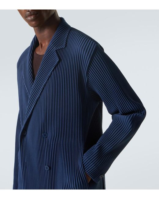 Homme Plissé Issey Miyake Blue Tailored Pleats 1 Double-Breasted Blazer for men