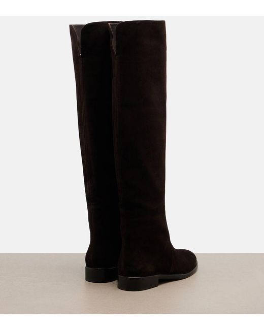 Gianvito Rossi Black Zayne Suede Knee-High Boots