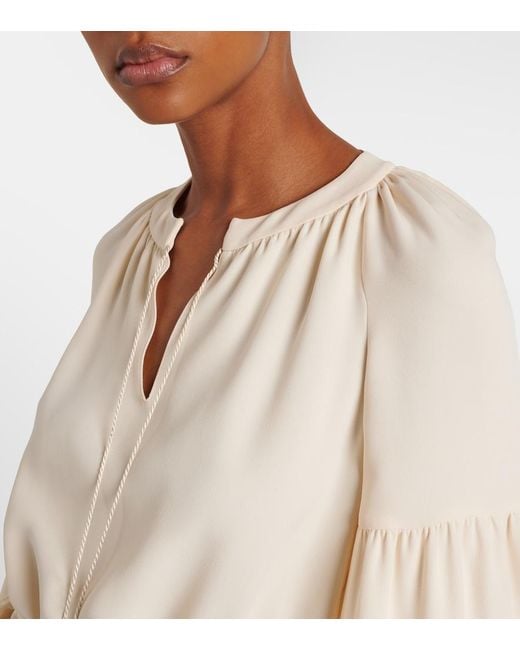 Valentino Natural Cady Couture Feather-Trimmed Tunic