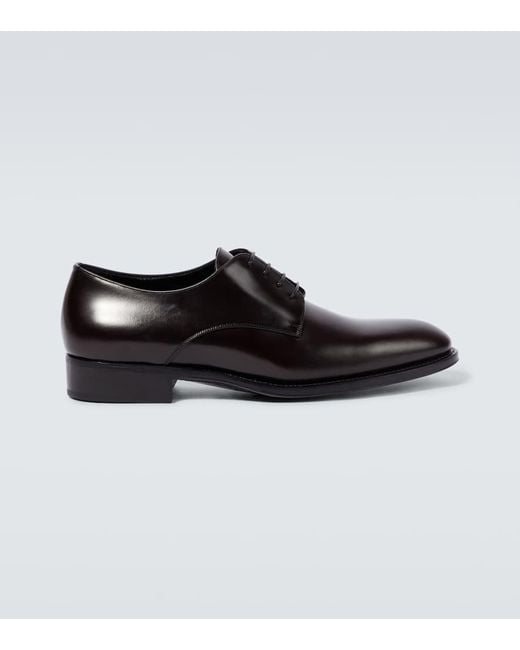 Zapatos derby Adrien de piel Saint Laurent de hombre de color Black