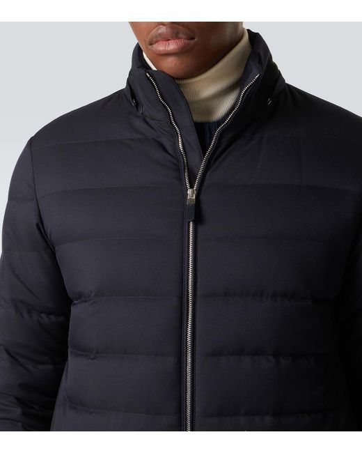 Zegna Blue Technical Twill Down Jacket for men