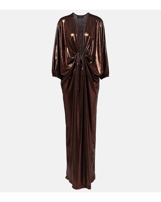 Adriana Degreas Brown Cutout Draped Kaftan