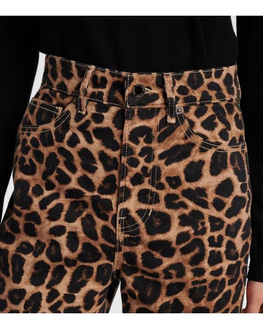 Veronica Beard Brown Leopard-Print High-Rise Wide-Leg Pants