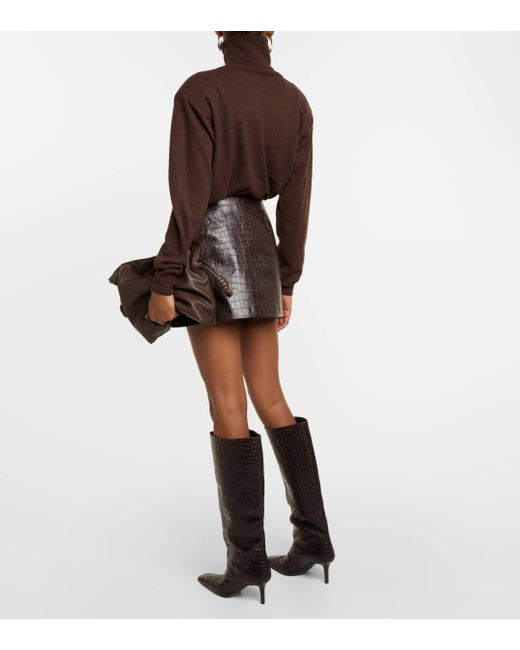 Frankie Shop Gray Mary Croc-effect Faux Leather Miniskirt