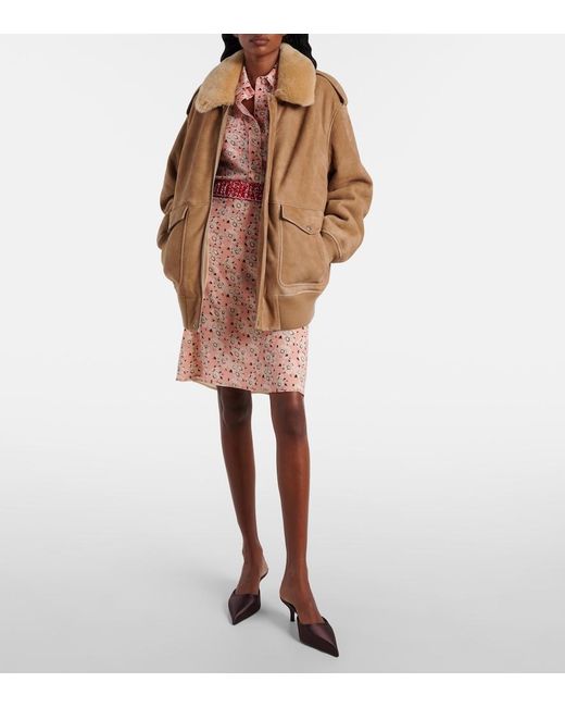 Prada Pink Stretch-Silk Georgette Floral Shirt