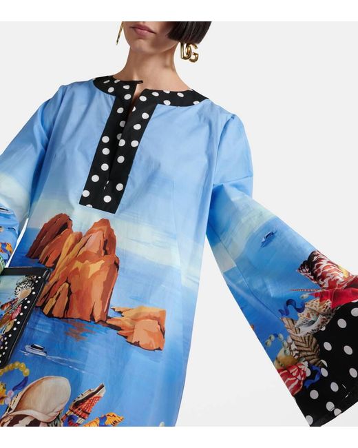 Dolce & Gabbana Blue Capri Printed Cotton Kaftan