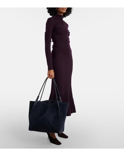 Victoria Beckham Blue Victoria Suede Tote Bag