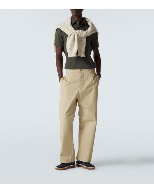 Loro Piana Green Brenna Cotton Pique Polo Shirt for men