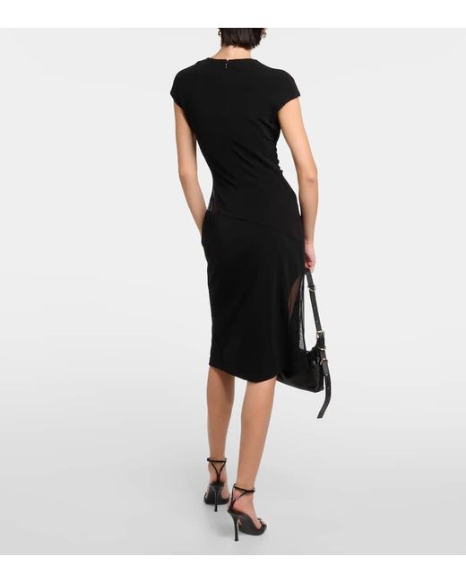 Vestido midi 4G de crepe con tul ribeteado Givenchy de color Black