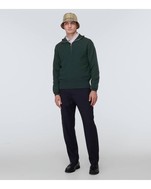 Burberry Pullover mit halbem Reissverschluss aus Wolle in Green für Herren