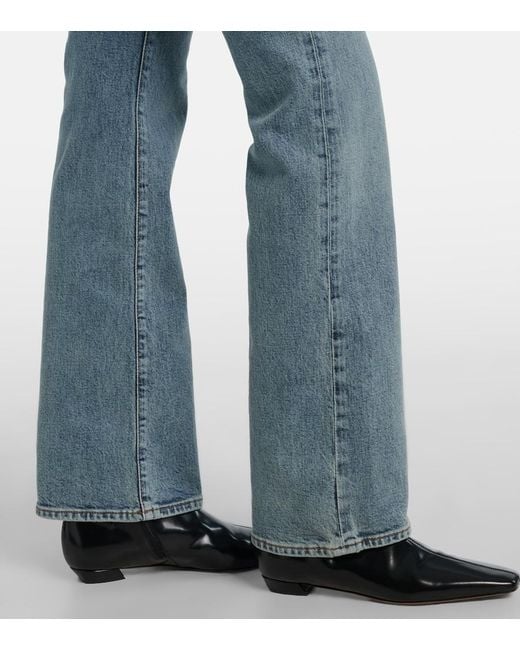FRAME Blue Le Pixie Low-Rise Flared Jeans