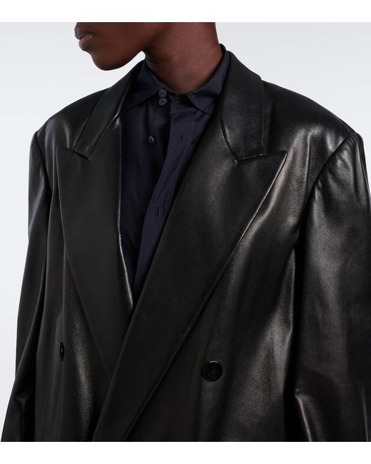 Gucci Black Double-Breasted Leather Jacket