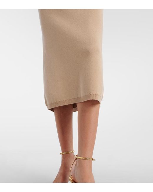 Alessandra Rich Natural Cotton And Cashmere Pencil Skirt