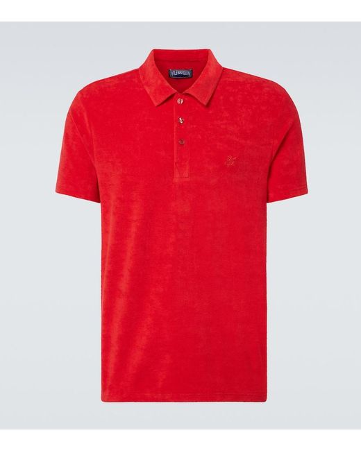 Vilebrequin Red Cotton-Blend Terry Polo Shirt for men