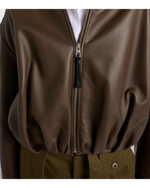 Loewe Brown Draped Leather Jacket