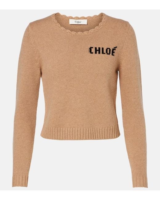 Chloé Natural Pullover Aus Wolle Und Kaschmir