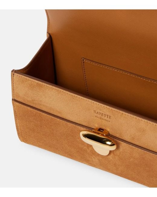 SAVETTE Brown Symmetry Pochette Suede Tote Bag