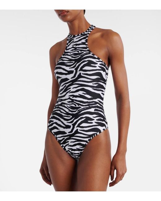The Attico White Zebra-Print Swimsuit