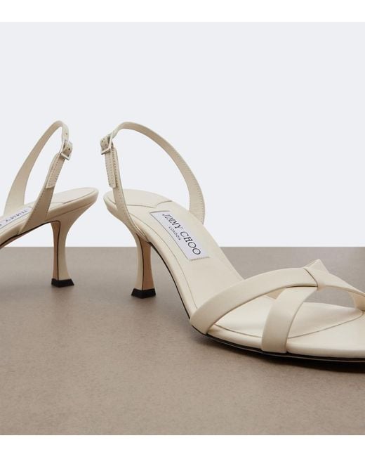 Jimmy Choo White Elsy Leather Slingback Sandals