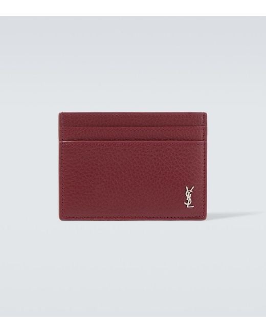 Saint Laurent Red Tiny Cassandre Leather Card Holder for men