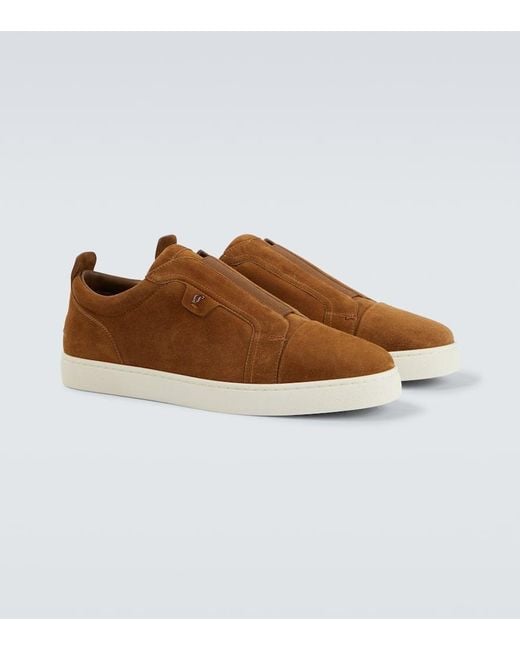 Christian Louboutin Slip-Ons St Louis Aus Veloursleder in Brown für Herren