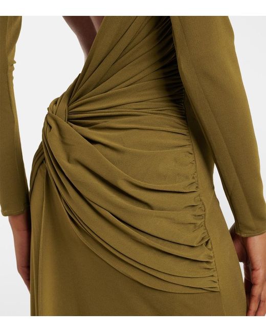 Alex Perry Green Draped Open-Back Crepe Jersey Gown