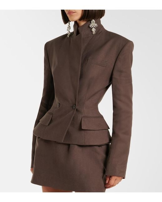 Magda Butrym Brown Peplum Linen Blazer
